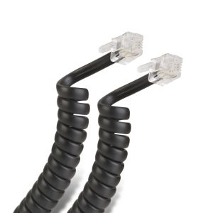 Cable espiral telefónico plug a plug, para auricular, de 2,1 m, negro
