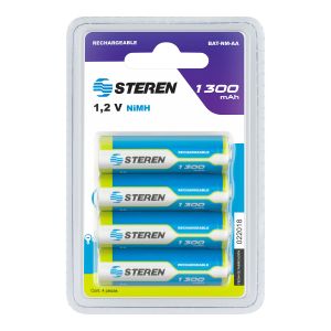 Paquete de 4 pilas recargables "AA" NiMH 1300 mAh