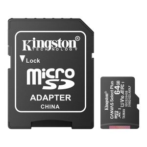 Memoria microSD de 64 GB Kingston, clase U1, V10, A1