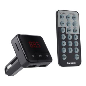 Transmisor FM con cargador USB, reproductor MP3 y entrada AUX 3,5 mm