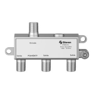 Divisor RF de 3 salidas, 75 Ohms, 1 GHz, con caja soldada