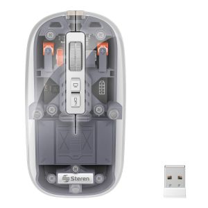 Mouse Bluetooth*/ RF, multidispositivo con batería recargable 800 / 1200 / 1600 DPI, transparente