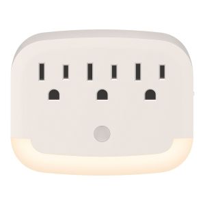 Multicontacto de pared con 3 salidas polarizadas y luz LED de noche
