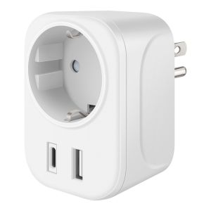 Adaptador de contacto americano a europeo con doble cargador USB A / USB C