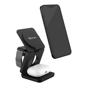 Cargador inalámbrico MagSafe* Qi 3 en 1 de hasta 15 W